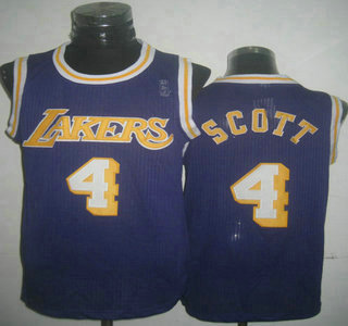 Los Angeles Lakers #4 Byron Scott Purple Revolution 30 Authentic Jersey