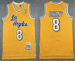 Los Angeles Lakers #8 Kobe Bryant Los Yellow Hardwood Classics Soul Swingman Throwback Jersey