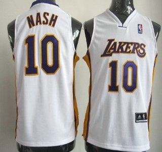 Los Angeles Lakers 10 Steve Nash White Authentic Kids Jersey