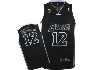 Los Angeles Lakers 12 Brown Black With Black Throwback champion Jersey