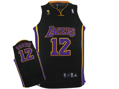 Los Angeles Lakers 12 Brown Black With Purple champion Jersey
