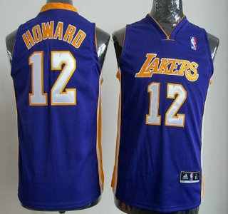 Los Angeles Lakers 12 Dwight Howard Purple Authentic Kids Jersey