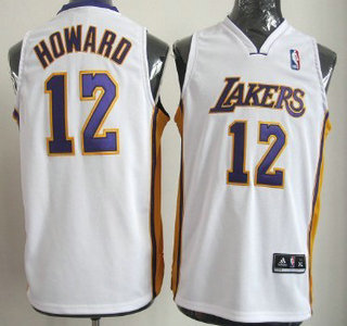Los Angeles Lakers 12 Dwight Howard White Authentic Kids Jersey