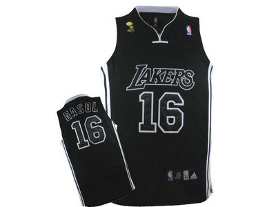 Los Angeles Lakers 16 Black Gasol With Black champion Jersey