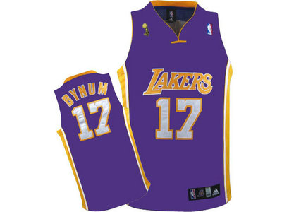 Los Angeles Lakers 17 Andrew Bynum Purple champion  Jersey