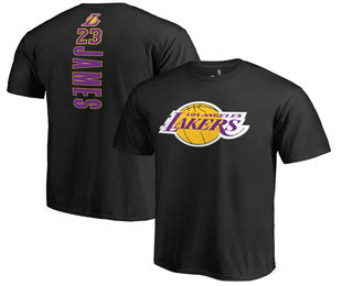 Los Angeles Lakers 23 LeBron James Backer Name and Number T-Shirt - Black