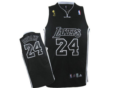 Los Angeles Lakers 24 Kobe Bryant Black With Black Throwback champion Jersey