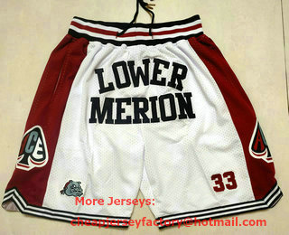 Lower Merion Aces #33 Kobe Bryant White Just Don With Pocket High School Mesh Shorts