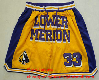 Lower Merion Aces #33 Kobe Bryant Yellow Just Don With Pocket High School Mesh Shorts