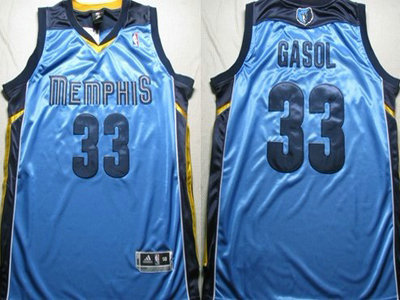 Memphis Grizzlies 33 Marc Gasol Light Blue Authentic Jersey
