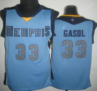 Memphis Grizzlies #33 Marc Gasol Light Blue Revolution 30 Authentic Jersey
