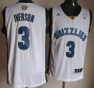 Memphis Grizzlies 3 Allen Iverson Revolution 30 Swingman White Jersey