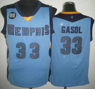 Memphis Grizzlies 33 Marc Gasol Light Blue Revolution 30 Authentic Jersey