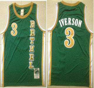 Men's Bethel High School #3 Allen Iverson Green Soul Swingman Basketball Jersey