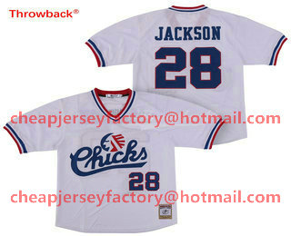 Men's 1986 Memphis Chicks Minor League #28 Bo Jackson White Vintage Stitched Baseball Jersey