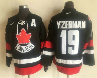 Men's 2002 Team Canada #19 Steve Yzerman Black Nike Olympic Throwback Stitched Hockey Jersey