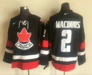 Men's 2002 Team Canada #2 Al MacInnis Black Nike Olympic Throwback Stitched Hockey Jersey