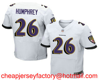 Men's 2017 NFL Draft Baltimore Ravens #26 Marlon Humphrey White Road Stitched NFL Nike Elite Jersey