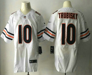 Men's 2017 NFL Draft Chicago Bears #10 Mitchell Trubisky White Road Stitched NFL Nike Elite Jersey