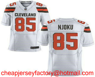 Men's 2017 NFL Draft Cleveland Browns #85 David Njoku White Road Stitched NFL Nike Elite Jersey