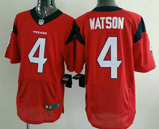 Men's 2017 NFL Draft Houston Texans #4 Deshaun Watson Red Team Color Stitched NFL Nike Elite Jersey