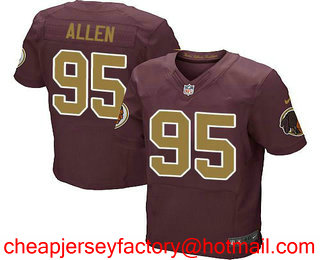 Men's 2017 NFL Draft Washington Redskins #95 Jonathan Allen Red with Gold Alternate Stitched NFL Nike Elite Jersey