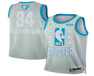 Men's 2022 All-Star #34 Giannis Antetokounmpo Gray Stitched Basketball Jersey