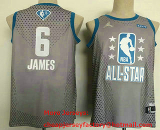 Men's 2022 All-Star Los Angeles Lakers #6 LeBron James Gray Stitched Basketball Jersey