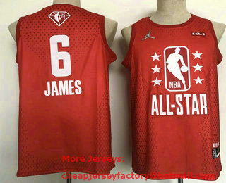 Men's 2022 All-Star Los Angeles Lakers #6 LeBron James Red Stitched Basketball Jersey