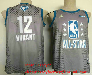 Men's 2022 All-Star Memphis Grizzlies #12 Ja Morant Grey Stitched Basketball Jersey