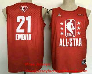 Men's 2022 All-Star Philadelphia 76ers #21 Joel Embiid Red Stitched Basketball Jersey