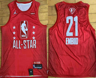 Men's 2022 All-Star Philadelphia 76ers #21 Joel Embiid Red Stitched Basketball Jersey