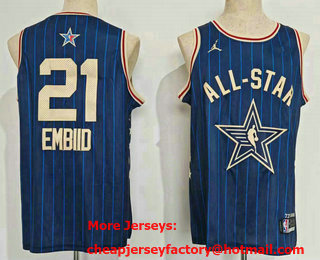 Men's 2024 All Star Philadelphia 76ers #21 Joel Embiid Navy Stitched Basketball Jersey