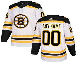 Men's Adidas Bruins Personalized Authentic White Road NHL Jersey