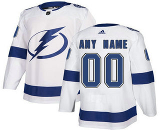 Men's Adidas Lightning Personalized Authentic White Road NHL Jersey