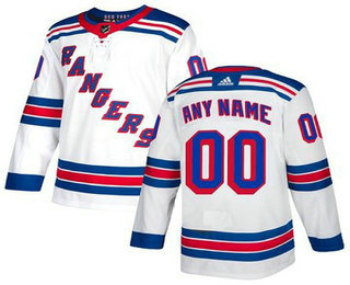 Men's Adidas Rangers Personalized Authentic White Road NHL Jersey