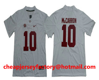 Men's Alabama Crimson Tide #10 A.J. McCarron Vapor Limited White College Football Stitched NCAA Jersey