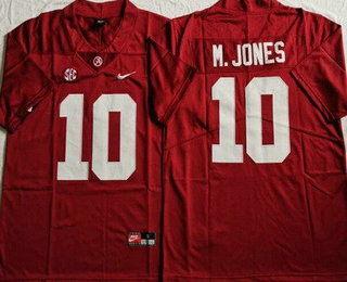 Men's Alabama Crimson Tide #10 Mac Jones Red College Football Jersey