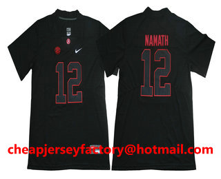 Men's Alabama Crimson Tide #12 Joe Namath Vapor Limited Black Shadow College Football Stitched NCAA Jersey