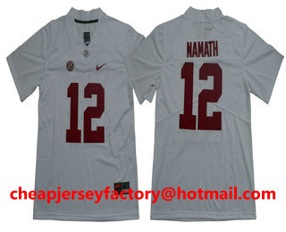 Men's Alabama Crimson Tide #12 Joe Namath Vapor Limited White College Football Stitched NCAA Jersey