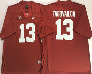 Men's Alabama Crimson Tide #13 Tua Tagovailoa Red 2017 Vapor Untouchable Stitched Nike NCAA Jersey
