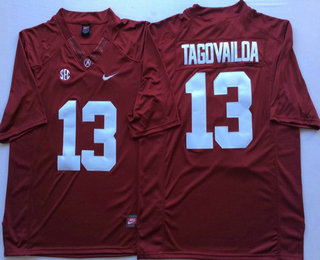 Men's Alabama Crimson Tide #13 Tua Tagovailoa Red Limited Stitched College Football Nike NCAA Jersey