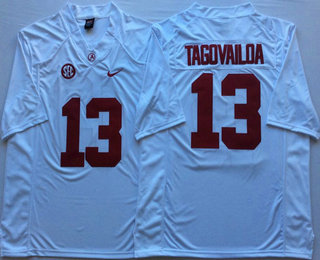 Men's Alabama Crimson Tide #13 Tua Tagovailoa White Limited Stitched College Football Nike NCAA Jersey