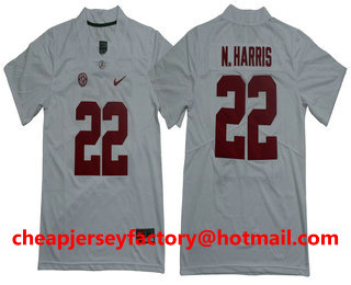 Men's Alabama Crimson Tide #22 Najee Harris Vapor Limited White College Football Stitched NCAA Jersey