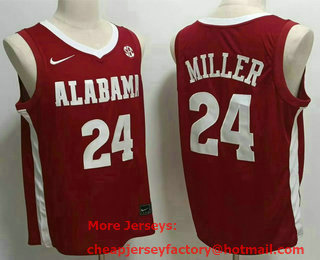 Men's Alabama Crimson Tide #24 Jamarion Miller Red College Basketball Jersey