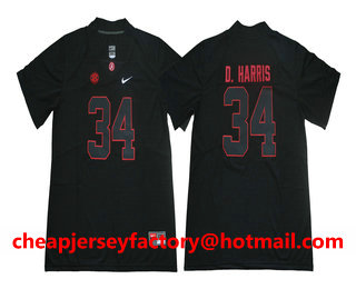 Men's Alabama Crimson Tide #34 Damien Harris Vapor Limited Black Shadow College Football Stitched NCAA Jersey