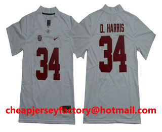 Men's Alabama Crimson Tide #34 Damien Harris Vapor Limited White College Football Stitched NCAA Jersey