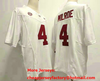 Men's Alabama Crimson Tide #4 Jalen Milroe White FUSE College Stitched Jersey