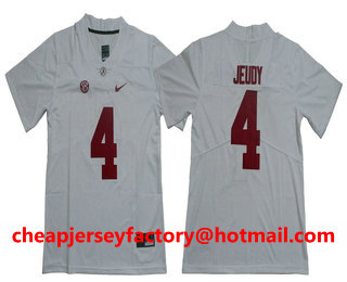 Men's Alabama Crimson Tide #4 Jerry Jeudy Vapor Limited White College Football Stitched NCAA Jersey