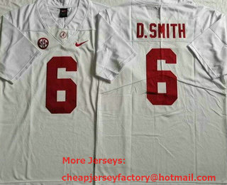 Men's Alabama Crimson Tide #6 DeVonta Smith White College Football Jersey